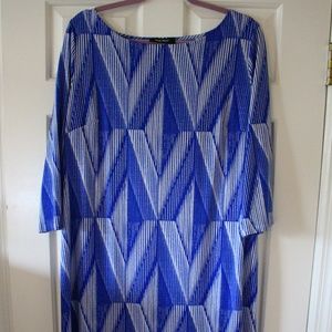 Nine West Abstract Print Shift Dress (Size 16)